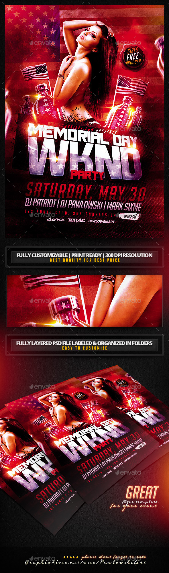 Memorial Day Weekend v2 PSD Flyer Template (Holidays)