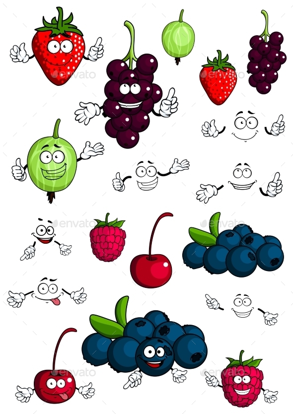 GraphicRiver Healthy Berries and Fruit Characters 11358350 GraphicRiver Healthy Berries and Fruit Characters 11358350