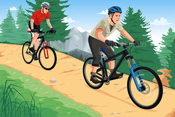 GraphicRiver People Riding Mountain Bikes 11360946 GraphicRiver People Riding Mountain Bikes 11360946