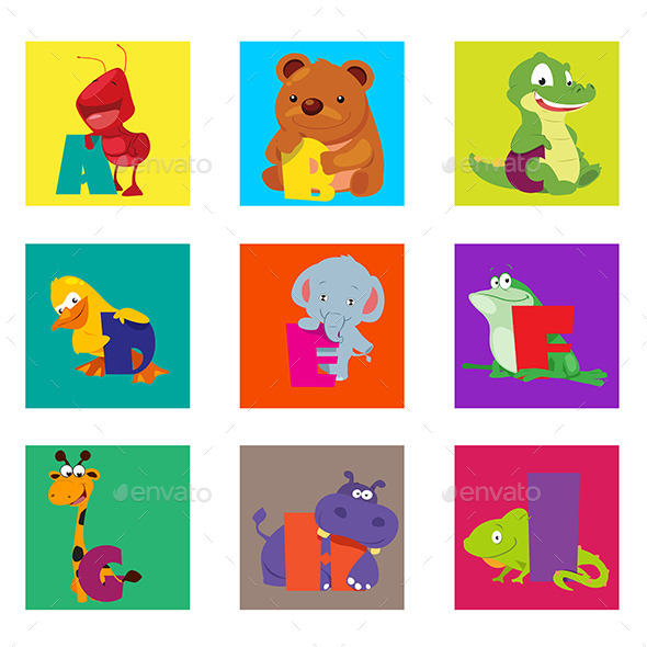 GraphicRiver Alphabet Animals From A to I 11361017 GraphicRiver Alphabet Animals From A to I 11361017