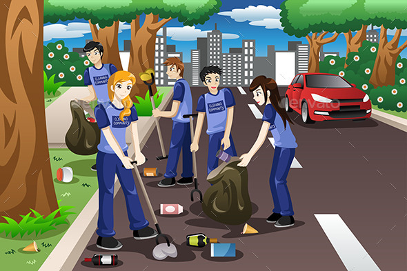GraphicRiver Kids Volunteering by Cleaning up the Road 11361028 GraphicRiver Kids Volunteering by Cleaning up the Road 11361028