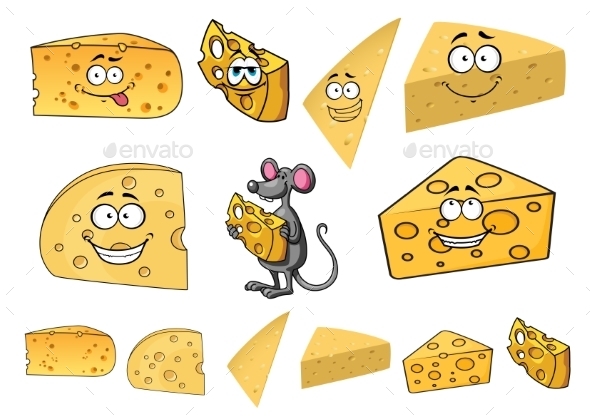 GraphicRiver Wedges of Cartoon Cheese with a Mouse 11361252 GraphicRiver Wedges of Cartoon Cheese with a Mouse 11361252
