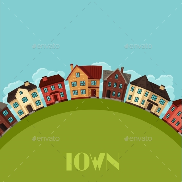 GraphicRiver Town Background Design with Cottages and Houses 11362566 GraphicRiver Town Background Design with Cottages and Houses 11362566