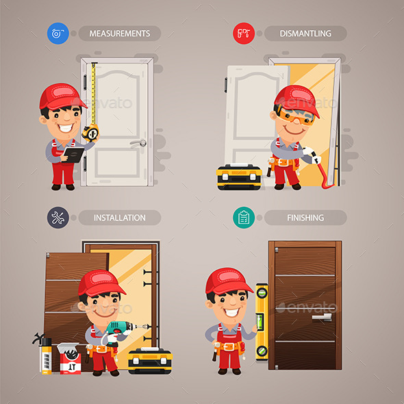 GraphicRiver Door Installation Step By Step With Handyman 11351029 GraphicRiver Door Installation Step By Step With Handyman 11351029