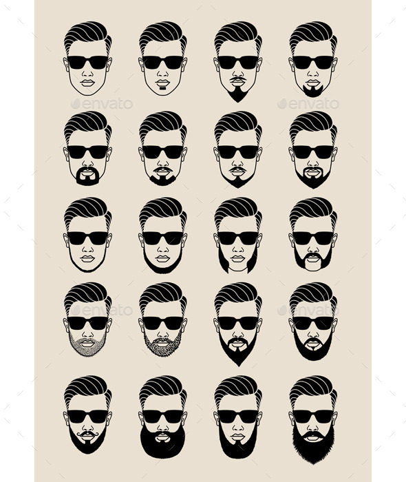 GraphicRiver Hipster Faces with Beard 11365346 GraphicRiver Hipster Faces with Beard 11365346