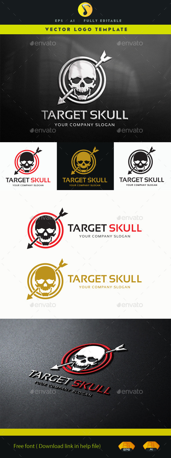 GraphicRiver Target Skull Logo 11368112 GraphicRiver Target Skull Logo 11368112