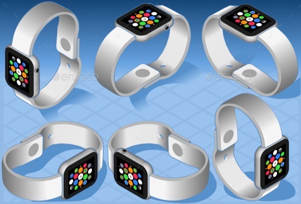GraphicRiver Isometric White Smart Watch in Six Views 11369260 GraphicRiver Isometric White Smart Watch in Six Views 11369260