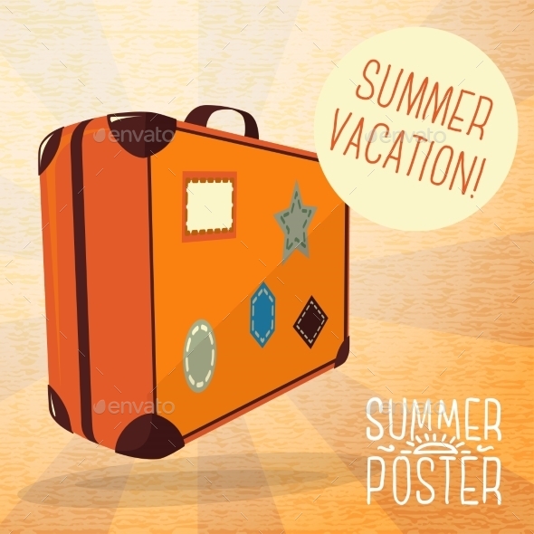 GraphicRiver Cute Summer Poster Journey Suitcase With Labels 11371152 GraphicRiver Cute Summer Poster Journey Suitcase With Labels 11371152
