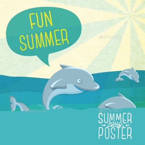 GraphicRiver Cute Summer Poster Dolphins Jumping In The Ocean 11371233 GraphicRiver Cute Summer Poster Dolphins Jumping In The Ocean 11371233