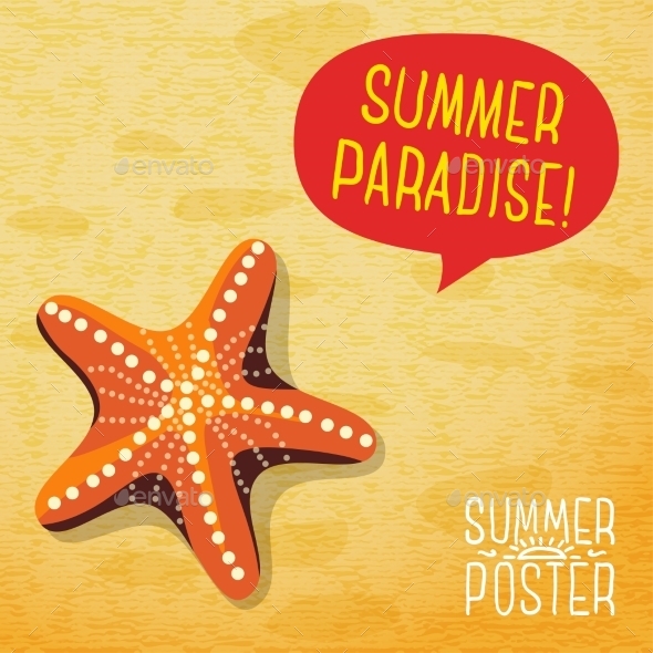 GraphicRiver Cute Summer Poster Ocean Starfish On The Beach 11371333 GraphicRiver Cute Summer Poster Ocean Starfish On The Beach 11371333