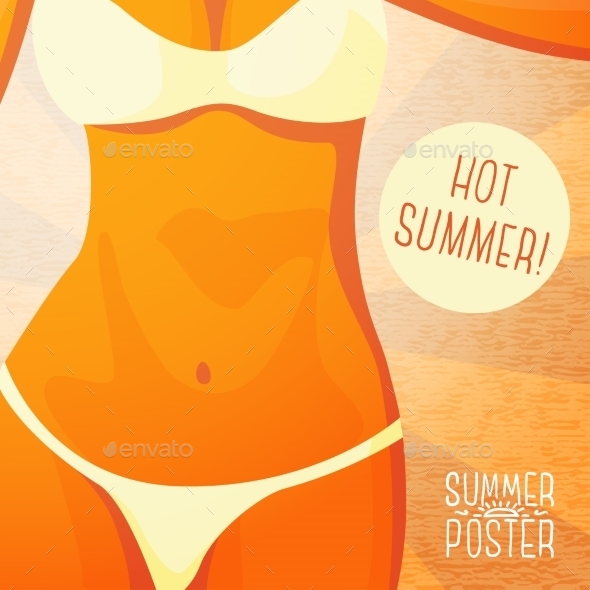 GraphicRiver Cute Summer Poster Bikini Girl On The Beach 11371342 GraphicRiver Cute Summer Poster Bikini Girl On The Beach 11371342