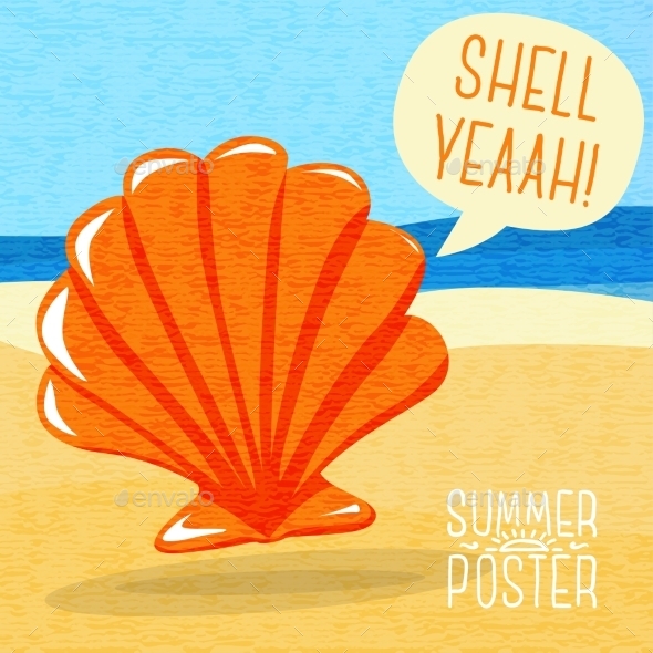 GraphicRiver Cute Summer Poster Sea Shell On The Shore 11371346 GraphicRiver Cute Summer Poster Sea Shell On The Shore 11371346