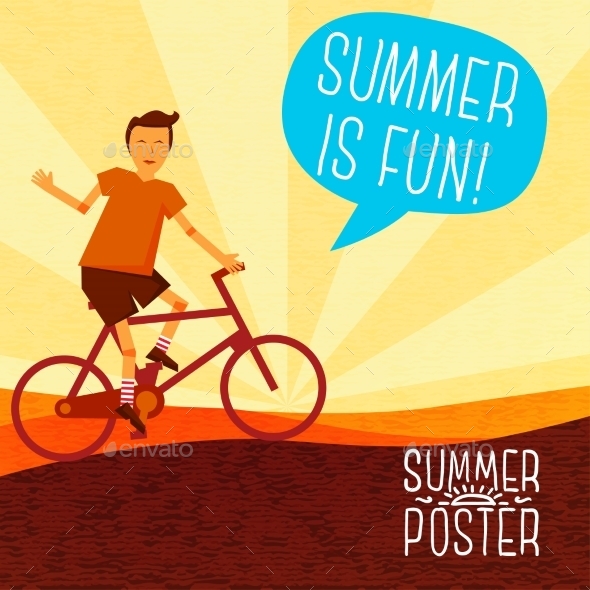 GraphicRiver Cute Summer Poster Bike Riding With Speech 11371357 GraphicRiver Cute Summer Poster Bike Riding With Speech 11371357