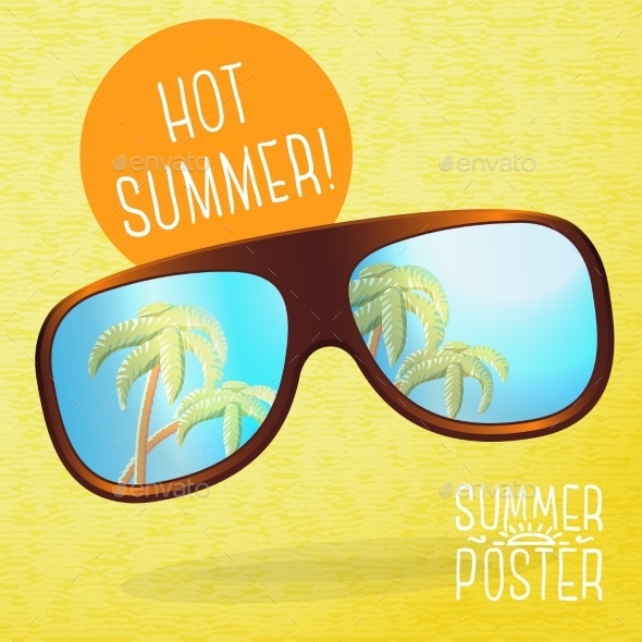 GraphicRiver Cute Summer Poster Sunglasses With Palms 11371385 GraphicRiver Cute Summer Poster Sunglasses With Palms 11371385