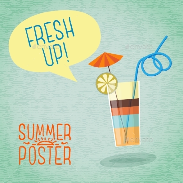 GraphicRiver Cute Summer Poster Cocktail With Umbrella Lemon 11371416 GraphicRiver Cute Summer Poster Cocktail With Umbrella Lemon 11371416