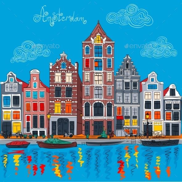 GraphicRiver Amsterdam Canal and Typical Dutch Houses 11372838 GraphicRiver Amsterdam Canal and Typical Dutch Houses 11372838