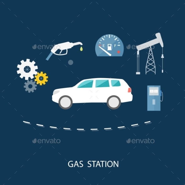 Car In Gas Station (Technology)