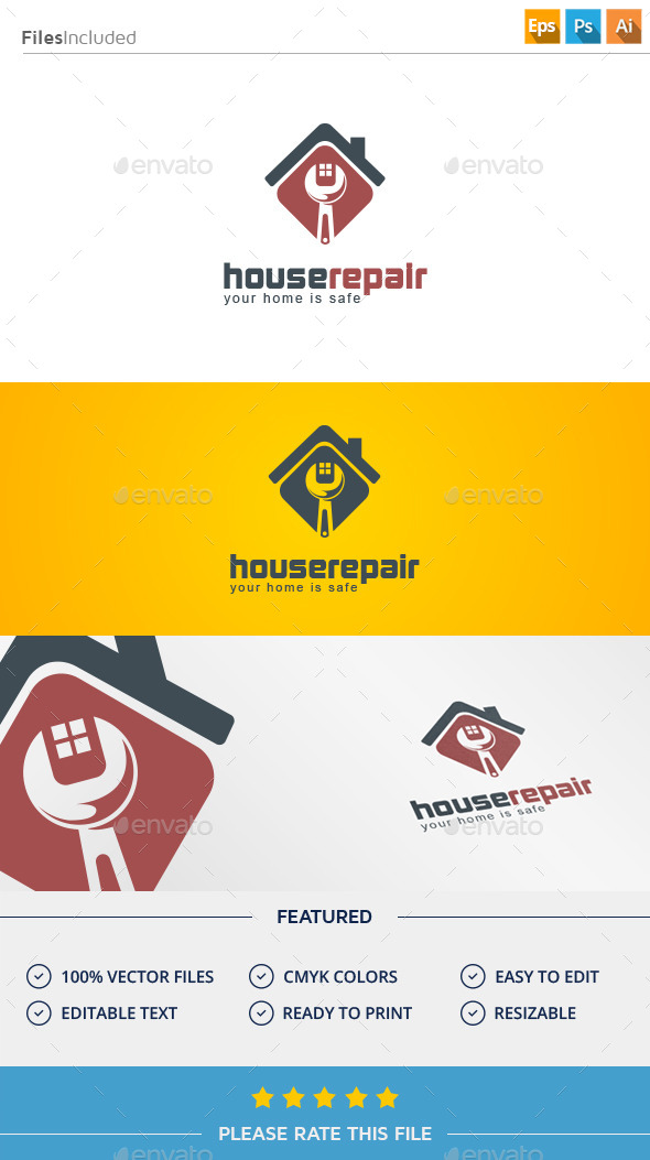 GraphicRiver House Repair Logo 11375388 GraphicRiver House Repair Logo 11375388