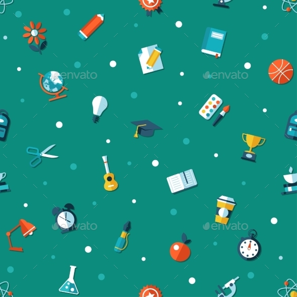 School Flat Design Seamless Pattern (Patterns)