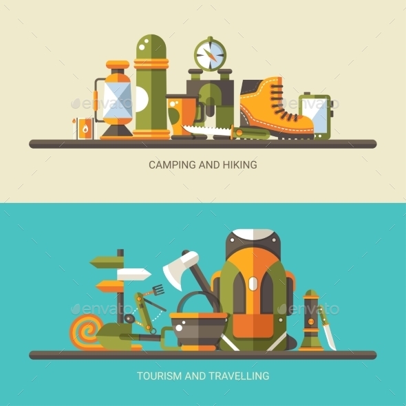 Modern Flat Design Illustration of Camping (Travel)