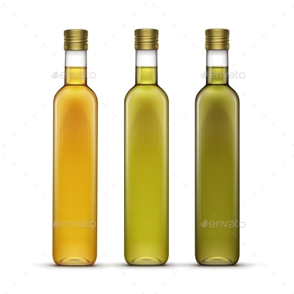 GraphicRiver Set Of Olive or Sunflower Oil Glass Bottles 11376307 GraphicRiver Set Of Olive or Sunflower Oil Glass Bottles 11376307