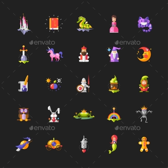 GraphicRiver Set of Fairy Tales Icons 11378099 GraphicRiver Set of Fairy Tales Icons 11378099