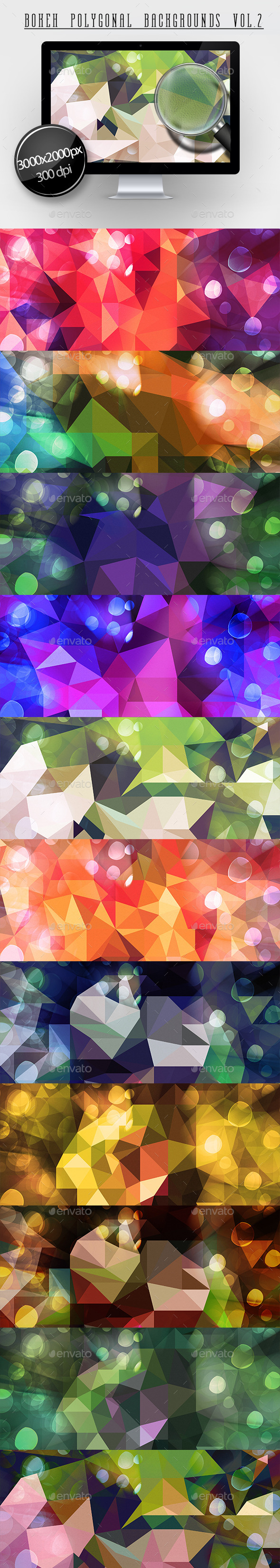 Bokeh Polygonal Backgrounds Vol.2