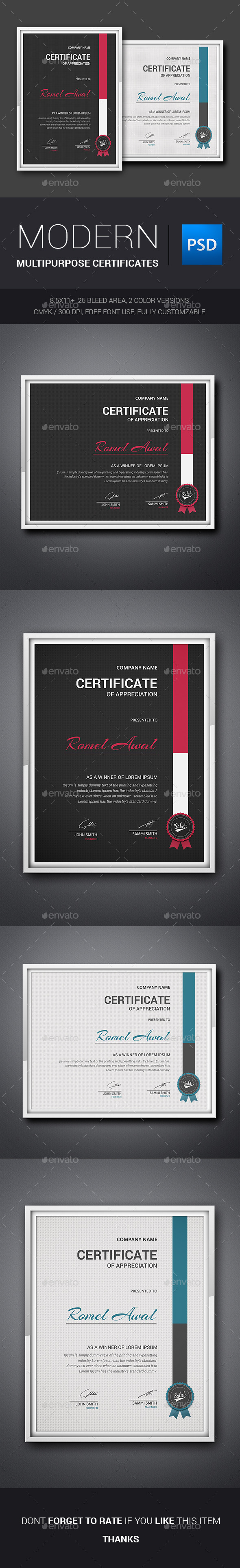 GraphicRiver Modern Multipurpose Certificates 11380454 GraphicRiver Modern Multipurpose Certificates 11380454