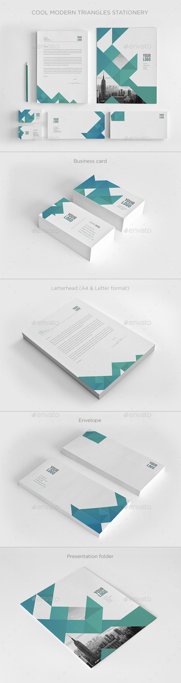 GraphicRiver Cool Modern Triangles Stationery 11381460 GraphicRiver Cool Modern Triangles Stationery 11381460