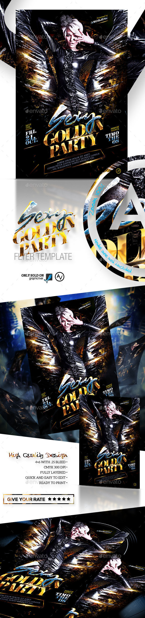 Sexy Golden Party Flyer Template