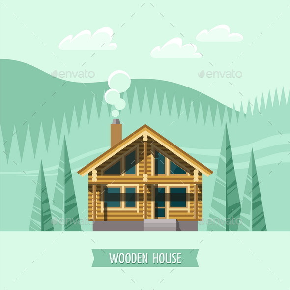 GraphicRiver Chalet Wooden House Eco House 11381829 GraphicRiver Chalet Wooden House Eco House 11381829