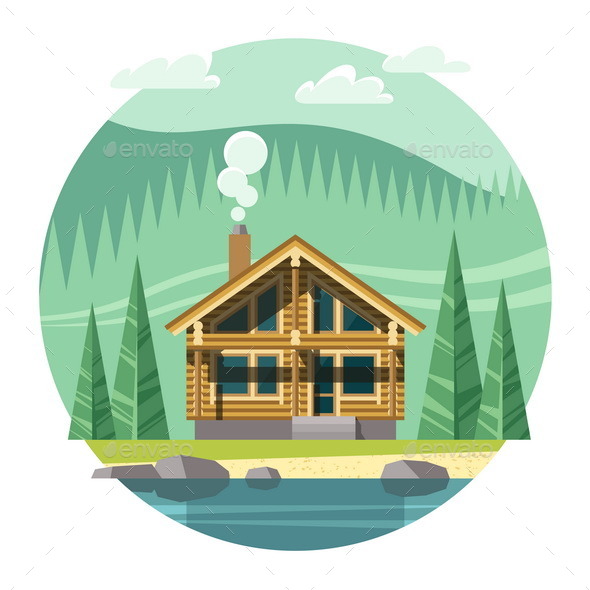 GraphicRiver Chalet Wooden House Eco House 11381838 GraphicRiver Chalet Wooden House Eco House 11381838