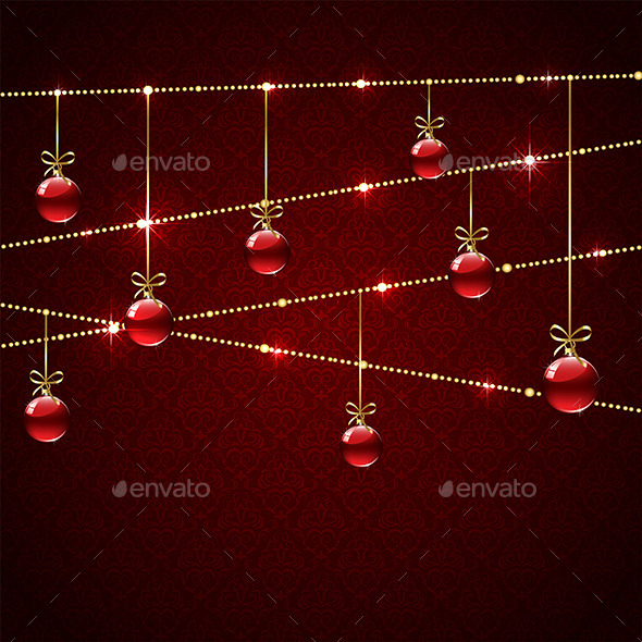 GraphicRiver Christmas Balls on Red Background 11382357 GraphicRiver Christmas Balls on Red Background 11382357