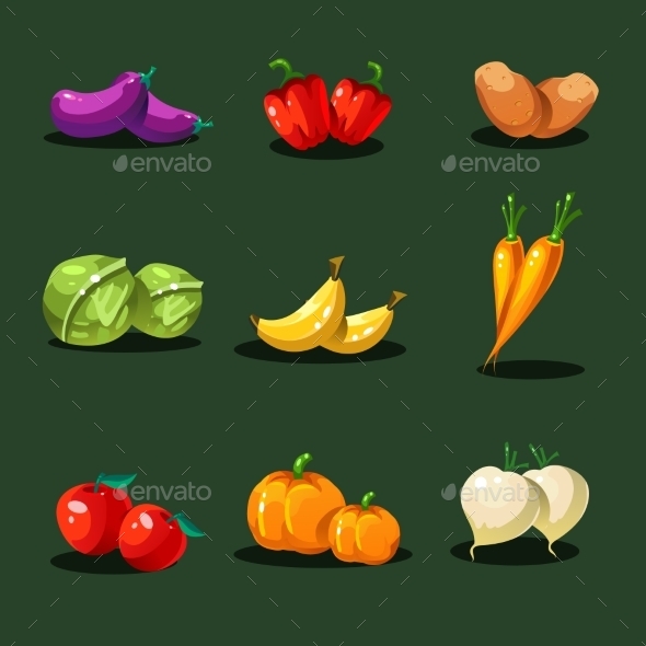 GraphicRiver Fruits And Vegetables Organic Food Icons Vector 11386454 GraphicRiver Fruits And Vegetables Organic Food Icons Vector 11386454