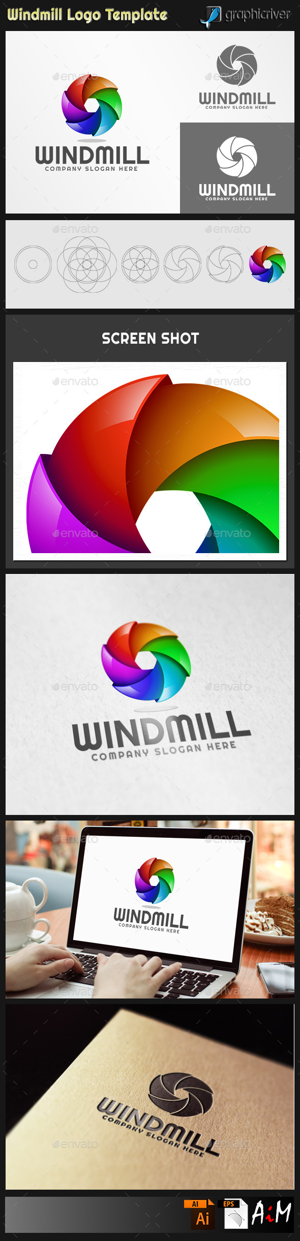 GraphicRiver Windmill Abstract 3D Logo 11386495 GraphicRiver Windmill Abstract 3D Logo 11386495