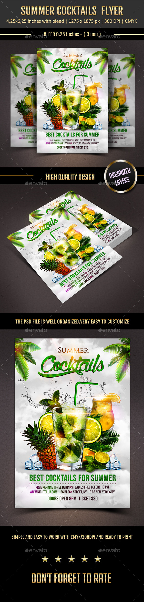 Summer Cocktails Flyer (Clubs & Parties)