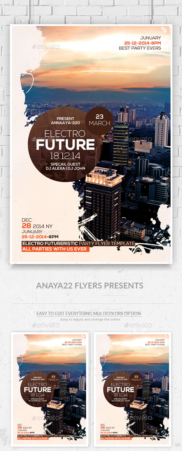 Future Techno Flyer Psd Template (Clubs & Parties)