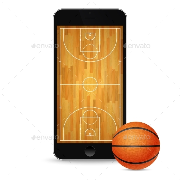GraphicRiver Black Smartphone with Basketballl and Court 11387046 GraphicRiver Black Smartphone with Basketballl and Court 11387046