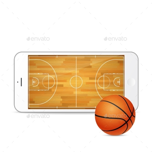 GraphicRiver White Smartphone with Basketball and Court 11387076 GraphicRiver White Smartphone with Basketball and Court 11387076