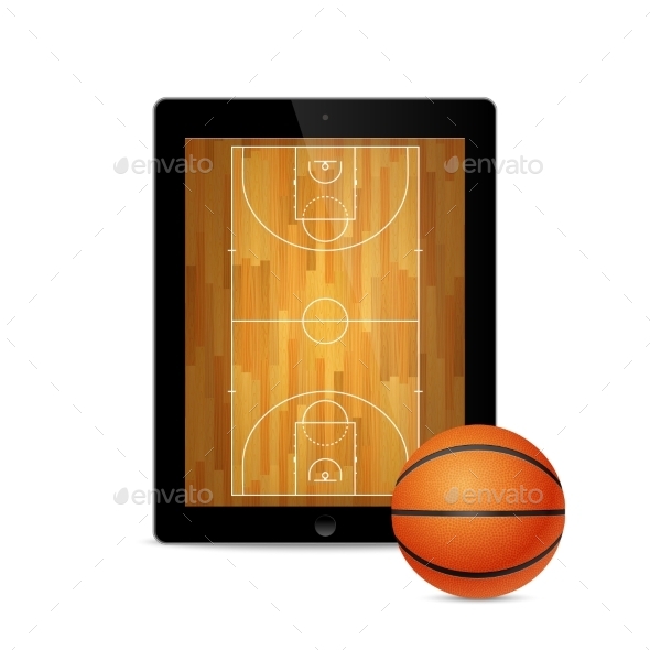 GraphicRiver Tablet With Basketball Ball And Court 11387116 GraphicRiver Tablet With Basketball Ball And Court 11387116