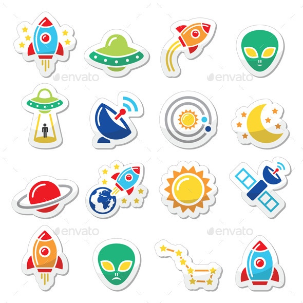 Space and UFO Icons Set