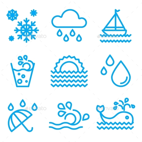 GraphicRiver Water And Drop Icons Set 11388298 GraphicRiver Water And Drop Icons Set 11388298