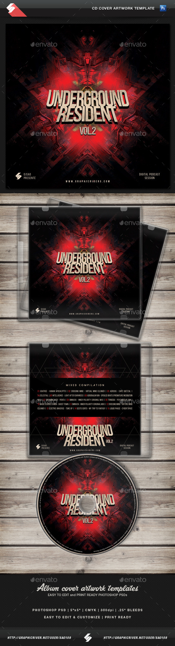 Underground Resident Vol.2 - CD Cover Template (CD & DVD Artwork)