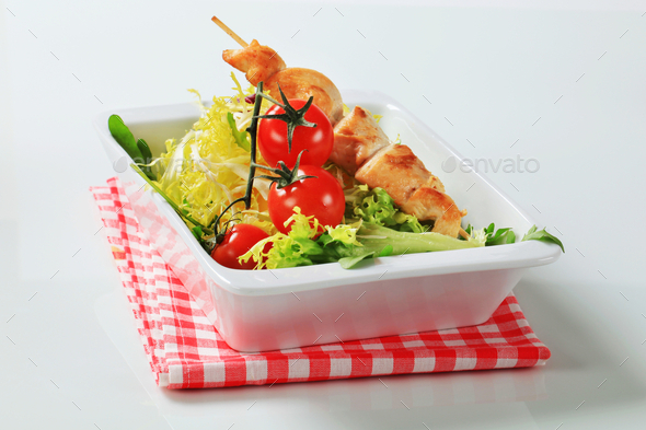 Chicken skewer with salad greens (Misc) Photo Download