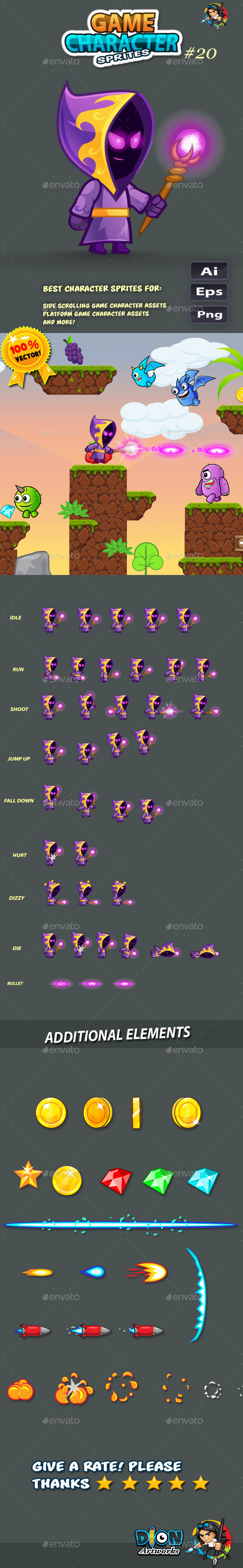 GraphicRiver Mage 2D Game Character Sprites 20 11389580 GraphicRiver Mage 2D Game Character Sprites 20 11389580
