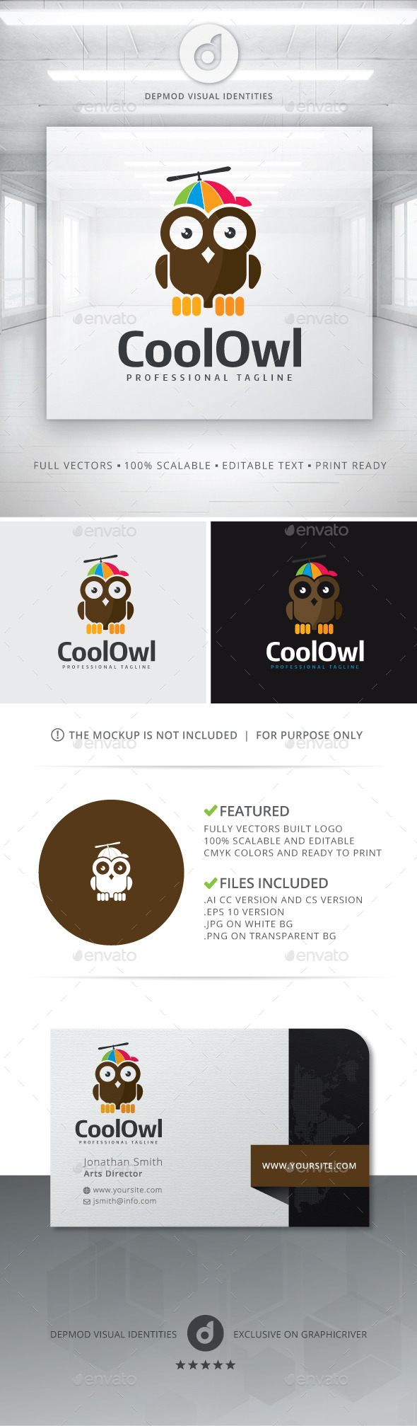 GraphicRiver Cool Owl Logo 11390182 GraphicRiver Cool Owl Logo 11390182