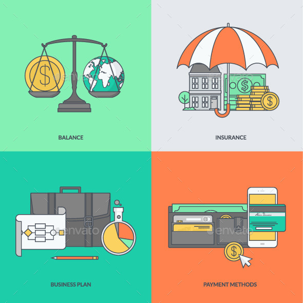 GraphicRiver Set of Color Line Icons for Finance 11392431 GraphicRiver Set of Color Line Icons for Finance 11392431