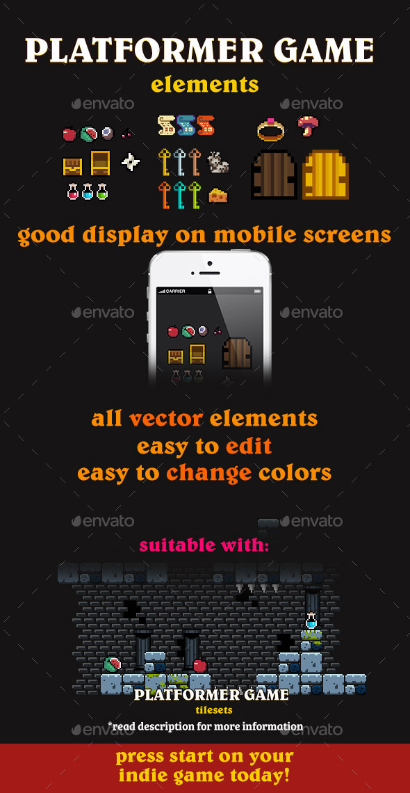 GraphicRiver Vector Pixel Art Dungeon Elements 11392505 GraphicRiver Vector Pixel Art Dungeon Elements 11392505