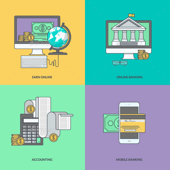 GraphicRiver Set of Color Line Icons for Internet Banking 11393250 GraphicRiver Set of Color Line Icons for Internet Banking 11393250