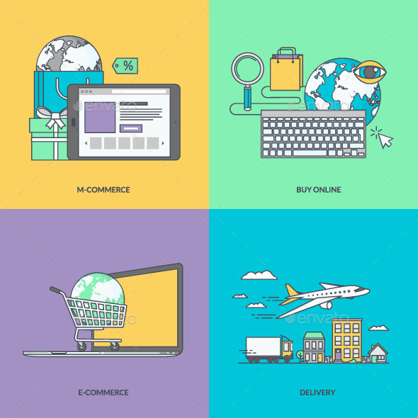 GraphicRiver Set of Color Line Icons for E-Commerce 11393268 GraphicRiver Set of Color Line Icons for E-Commerce 11393268